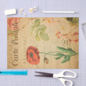 Vintages Rotes Mohn Blume Blumenfranzösisch Seidenpapier (Handwerk)