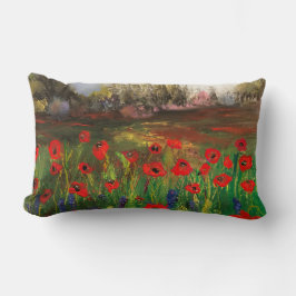 Vintages Rotes Mohnfeld Blume Blumenzauber Lendenkissen