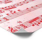 Vintages Rotes Musikblatt Poster (Ecke)