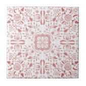 Vintages rotes Muster - Blumencotage Fliese (Vorderseite)