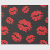 Vintages rotes nahtloses Muster auf schwarzem Hint Geschenkpapier (Flach)