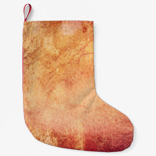 Vintages, rotes, orangefarbenes Retro Kleiner Weihnachtsstrumpf