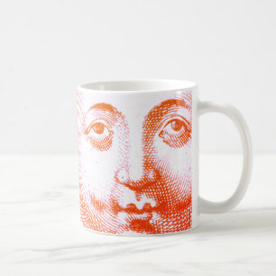 Vintages, rotes Orangensonnenfeld Kaffeetasse