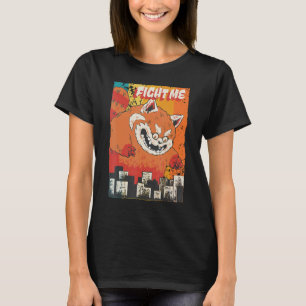 Vintages rotes Panda-Monster, das eine Stadt q ang T-Shirt