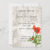 VINTAGES ROTES POPPIES-BRAUTPARTY EINLADUNG (Rückseite)