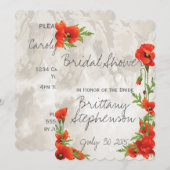 VINTAGES ROTES POPPIES-BRAUTPARTY EINLADUNG (Vorne/Hinten)