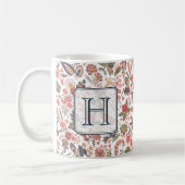 Vintages rotes rosa Blumenchic-Monogramm Kaffeetasse (Links)