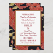 Vintages Rotes Schwarzes Brautparty Einladung (Vorne/Hinten)