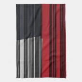 Vintages rotes schwarzes Grau Stripes Kunst-Muster Handtuch (Vertikal)