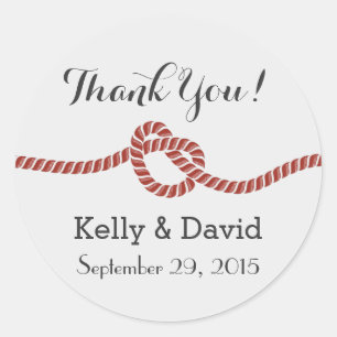 Vintages Rotes Seil Knot Elegante Hochzeit Runder Aufkleber