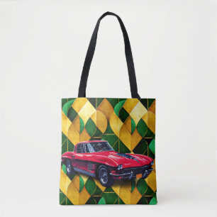 Vintages rotes Sportauto im Hintergrund Tasche