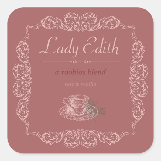 Vintages rotes Teelabel Quadratischer Aufkleber (Vorderseite)