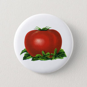 Vintages rotes Tomaten, Gemüse und Obst Button