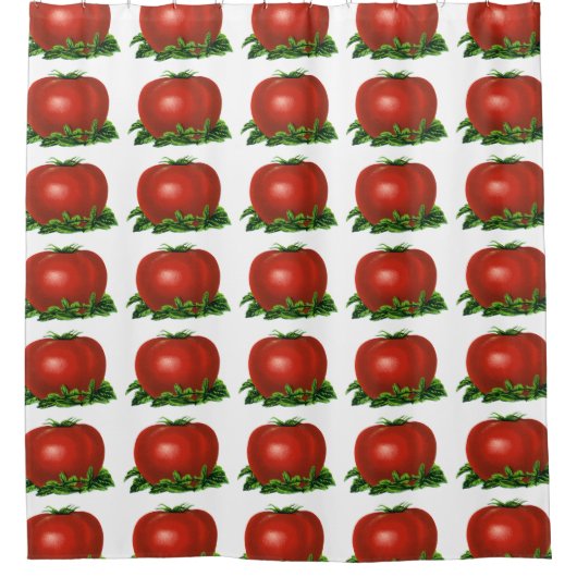 Vintages rotes Tomaten, Gemüse und Obst Duschvorhang (Vorderseite)