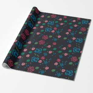 Vintages rotes und blaues Blumenmuster Geschenkpapier
