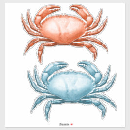 Vintages Rotes und Blaues Krebse Schöne Ozeane Aufkleber