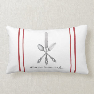 Vintages Rotes und Graues Kissen   Das Abendessen 