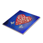 Vintages Rotes und Silberes Milagroherz mit Schmet Fliese (Seite)