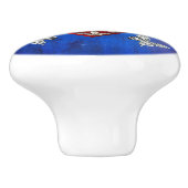 Vintages Rotes und Silberes Milagroherz mit Schmet Keramikknauf (Seitenansicht)