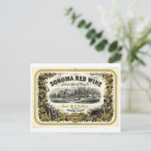 Vintages Rotes Weinetikett Sonoma Valley Postkarte (Stehend Vorderseite)