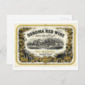 Vintages Rotes Weinetikett Sonoma Valley Postkarte (Vorne/Hinten)