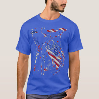 Vintages Rotes Weiß und Bass Fischen Largemouth Am T-Shirt