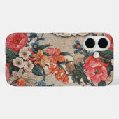 Vintages, rotes, weißes Blume Case-Mate iPhone Hülle (Rückseite (Horizontal))