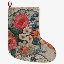Vintages, rotes, weißes Blume Großer Weihnachtsstrumpf