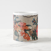 Vintages, rotes, weißes Blume Jumbo-Tasse (Vorderseite)