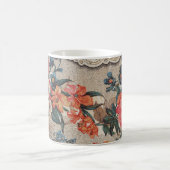 Vintages, rotes, weißes Blume Kaffeetasse (Mittel)