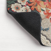 Vintages, rotes, weißes Blume Mousepad (Ecke)