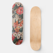 Vintages, rotes, weißes Blume Skateboard (Vorderseite)