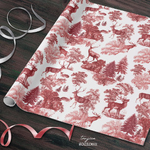 Vintages Rothühner-Wald-Toile Geschenkpapier