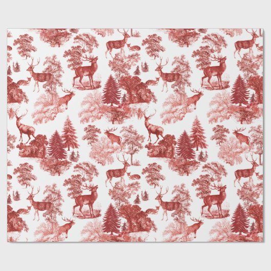 Vintages Rothühner-Wald-Toile Geschenkpapier (Flach)