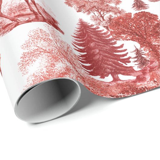 Vintages Rothühner-Wald-Toile Geschenkpapier (Rolleneckpunkt)