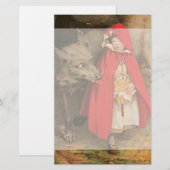 Vintages Rotkäppchen und großer schlechter Wolf Briefpapier (Vorne/Hinten)