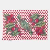 Vintages Rotkrebsmuster Polka Dot Frucht Muster Ni Geschirrtuch (Horizontal)