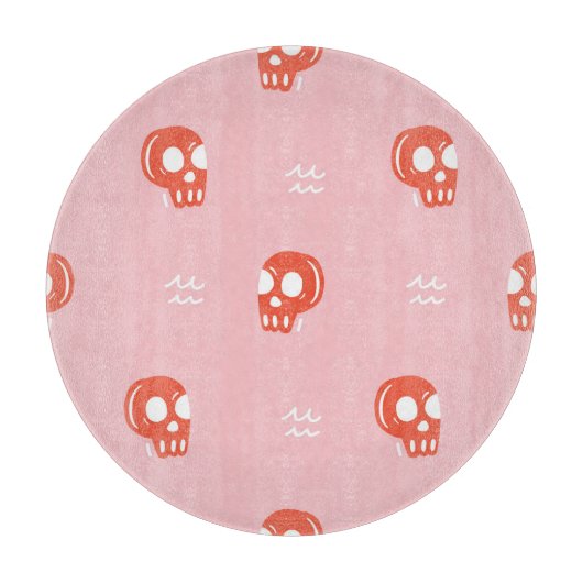 Vintages Rotschädelkopfmuster Schneidebrett (Vorderseite)