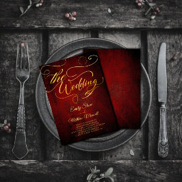 Vintages Rotschnitthaushalt, Goldkalligraphie Einladung