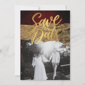 Vintages Rotschnitthaushalt, Goldkalligraphie Save The Date (Vorderseite)