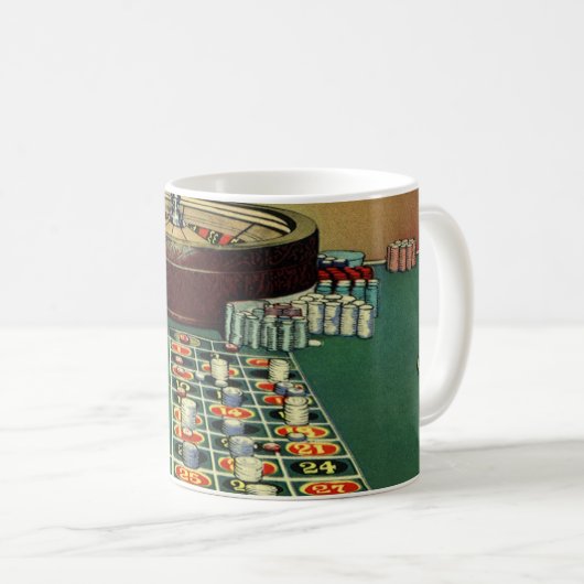 Vintages Roulette Table Casino Game, Gambling Chip Kaffeetasse (VorderseiteRechts)