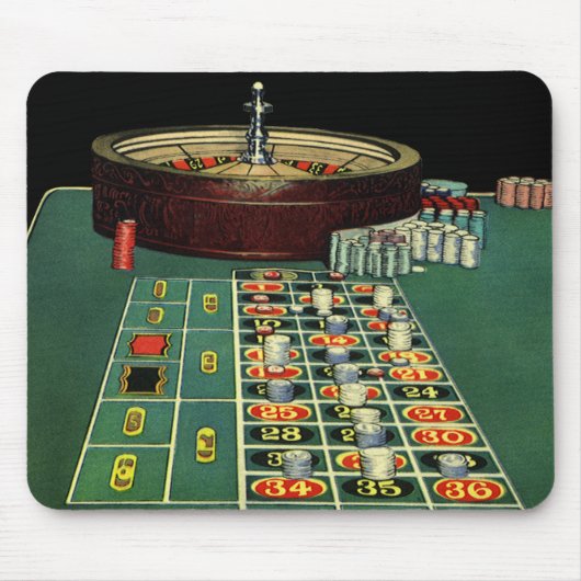 Vintages Roulette Table Casino Game, Gambling Chip Mousepad (Vorne)