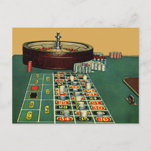 Vintages Roulette Table Casino Game, Gambling Chip Postkarte