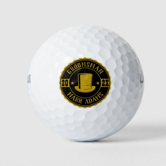 Vintages Round Abzeichen Tall Hat Elegante Trauzeu Golfball (Vorderseite)