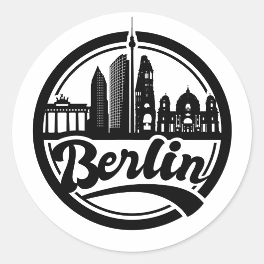 Vintages Round-Logo in Berlin City Runder Aufkleber (Vorderseite)