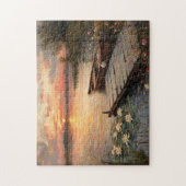 Vintages Rowboat bei Sunset Lake Puzzle (Vertikal)