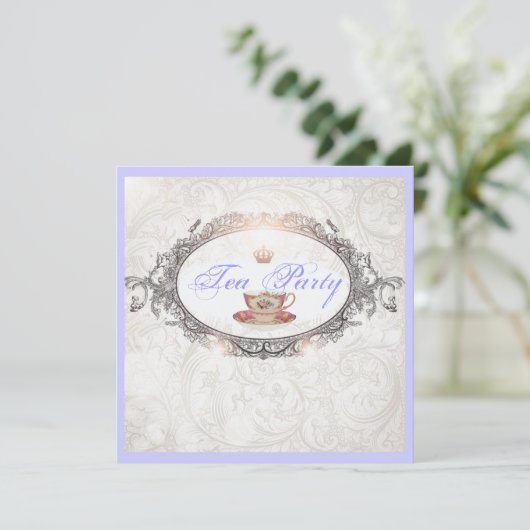 Vintages Royal Brautparty Tea Party Einladung (Stehend Vorderseite)