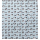 Vintages Royal Crown Drawing Muster Blau Duschvorhang (Vorderseite)