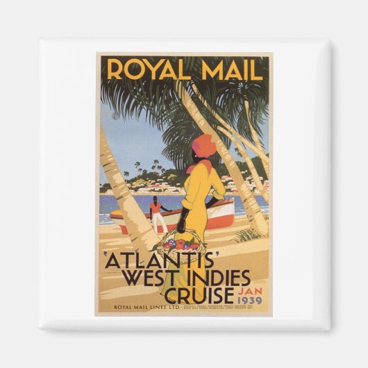 Vintages Royal Main Atlantis West Indies Schifffah Magnet (Vorne)