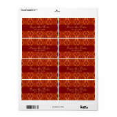 Vintages Ruby Red Damask Designer-Etikett (Vorne)